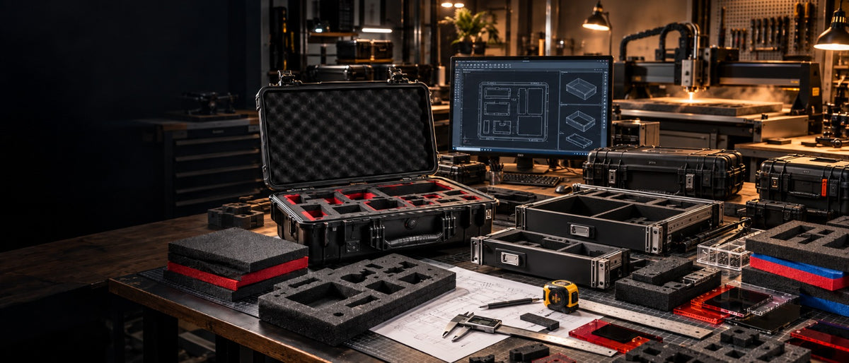 Taller de Custom Laser Creators con cases Pelican, foam cortado a la medida y diseño en computadora